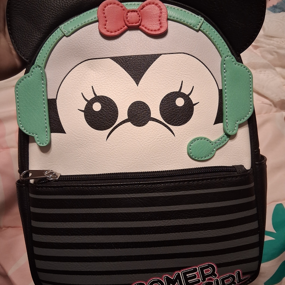 Loungefly Black and White Minnie Gamer Backpack